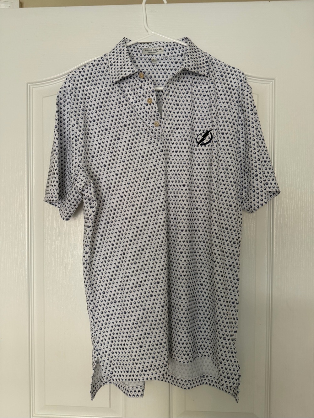Peter Millar Tampa Bay Lightning Polo with Skull Pattern and Lightning Logo